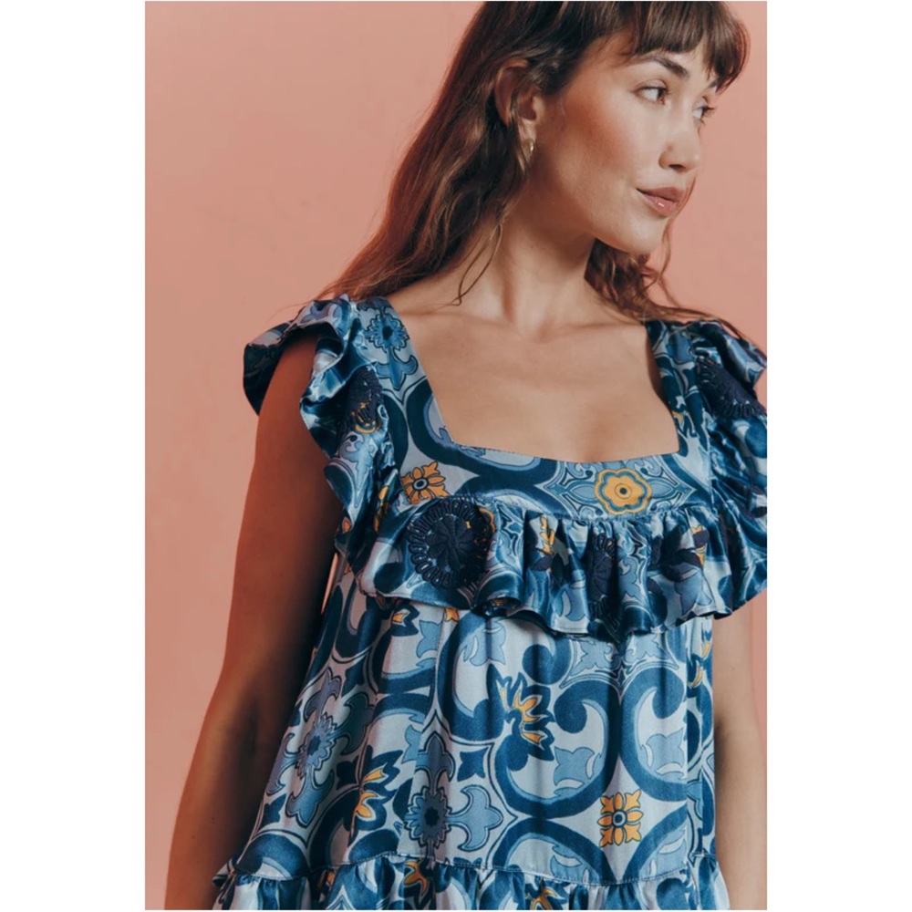 NEW Mi Golondrina Araceli Azules Azuelejos SPECIALTY LONG DRESS - Picture 5 of 16